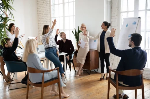 Motivated staff raise their hands, ask the trainer in training