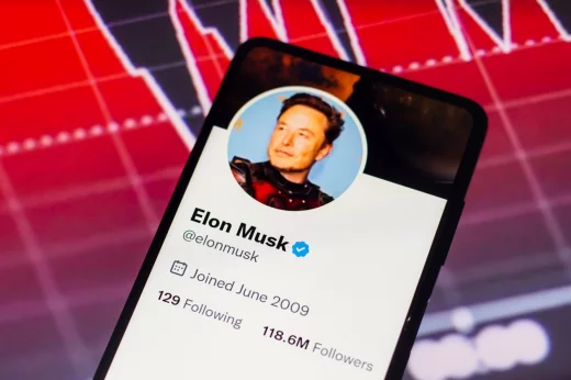 Elon Musk Twitter account displayed on a smartphone screen