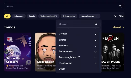 Paysenger creators categories