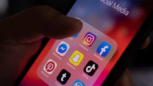 Close Up of Smartphone Display with Social Media Application Icons