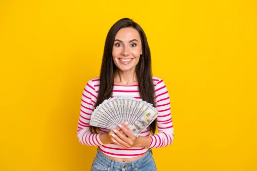 A girl with dollars