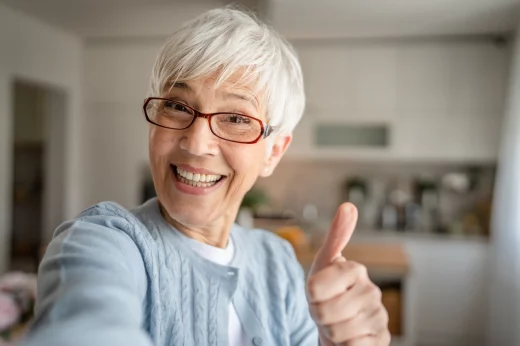 senior woman with short hair happy smile positive emotion
