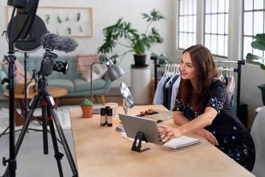 Woman recording content for her lifestyle blog