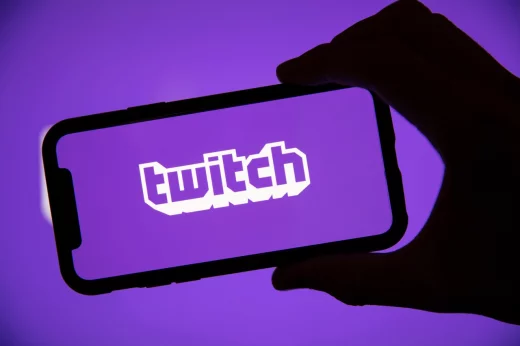 Twitch game live streaming logo on a smartphone