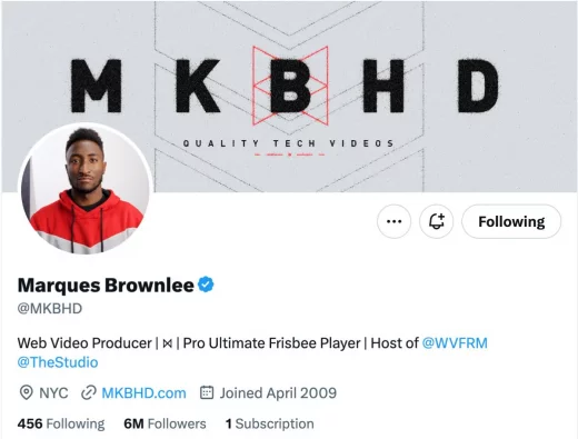 Marquess Brownlee twitter account