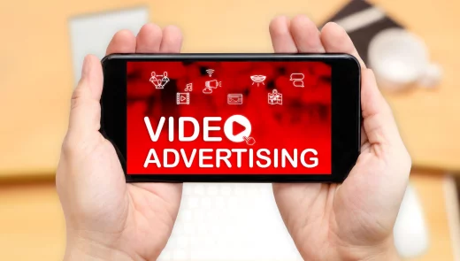 Video advertising word on screen