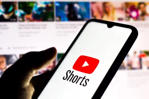 YouTube Shorts logo is seen displayed on a smartphone