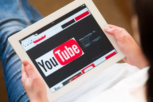 YouTube website on a tablet
